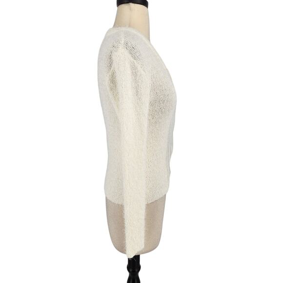 SALE Zalma Spark Eyelash Pullover Sweater WHITE Long Sleeve Size Small - Picture 5 of 5